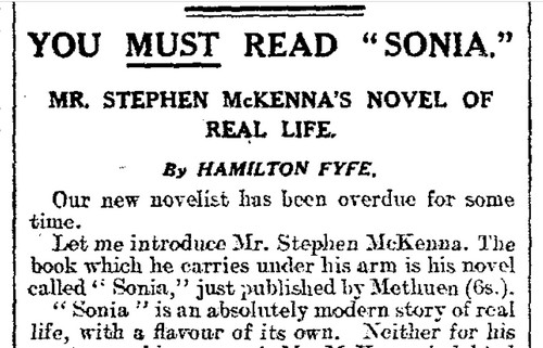 Daily Mail review of Sonia by Stephen McKenna